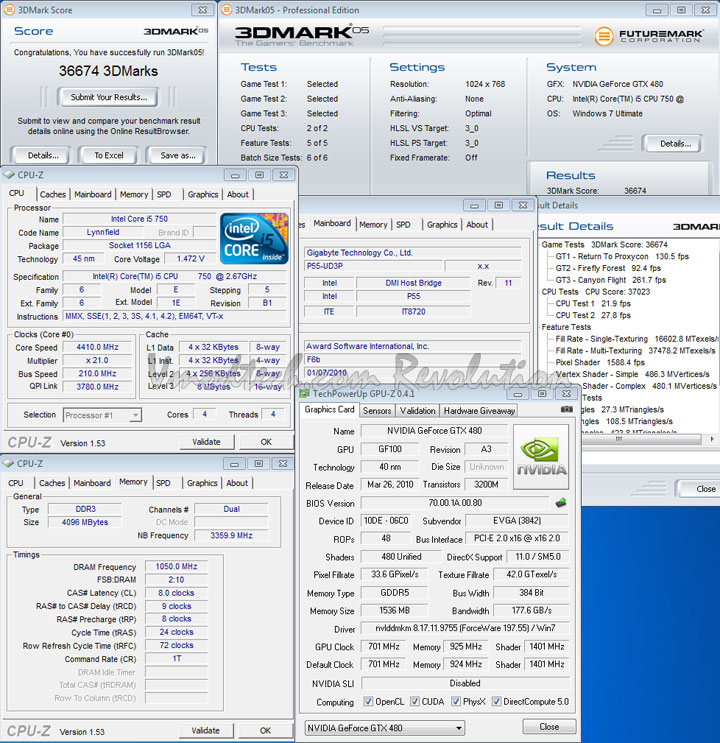 gtx 480 3d05 EVGA Geforce GTX480 Review