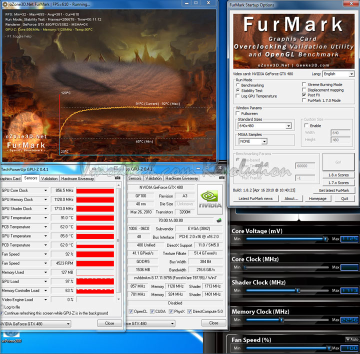 gtx480 furmark ocmax 100 EVGA Geforce GTX480 Review