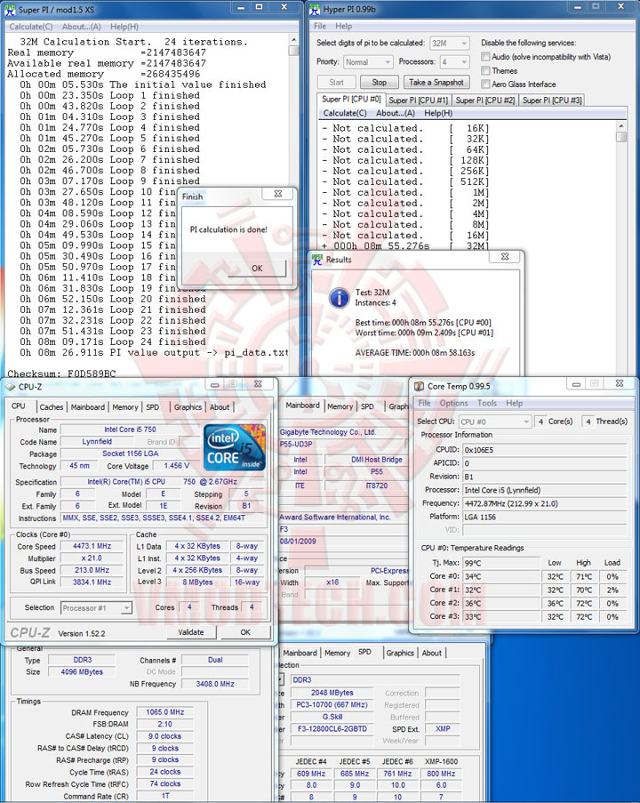 hpi32 all 213 Intel Core i5 750 GIGABYTE P55 UD3P overclocking test
