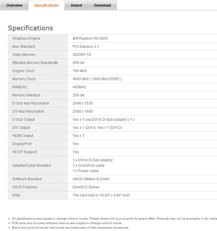 32 ASUS EAH6850 DirectCU 1GB DDR5