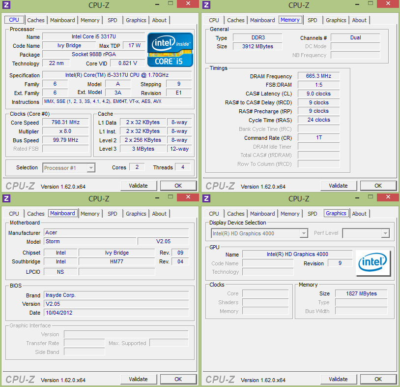 cpuz Review : Acer Aspire S7 Ultrabook