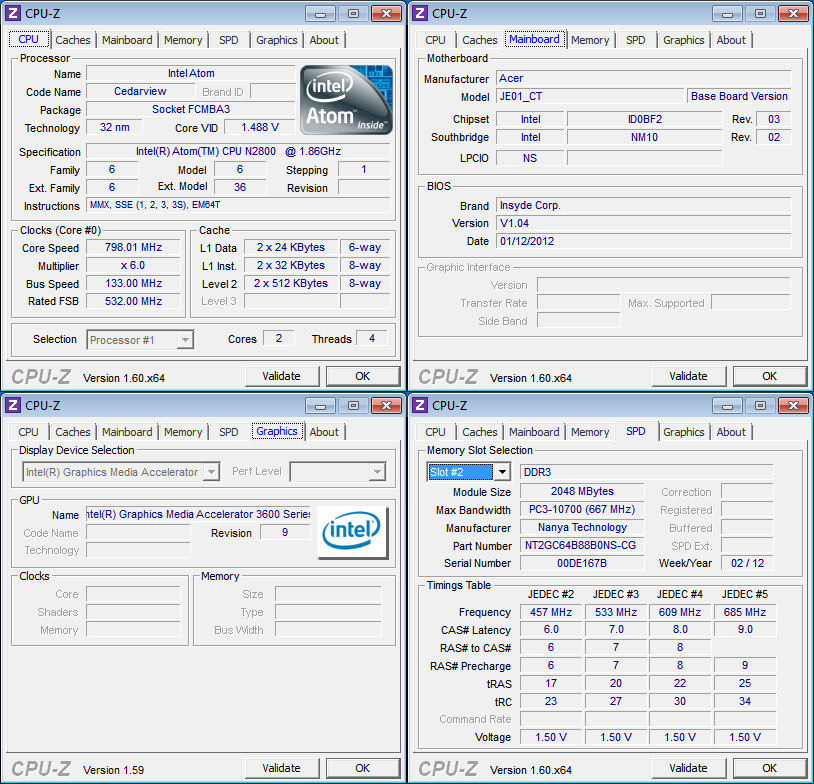 Review : Acer Aspire One D270 cpuz Review : Acer Aspire One D270