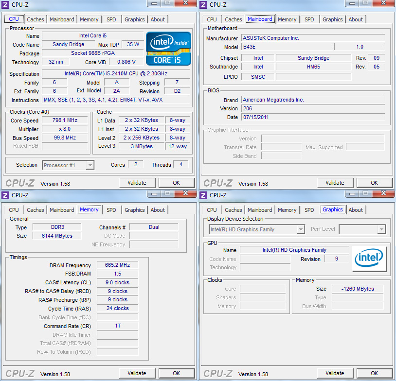 cpuz Review : Asus B43E จาก ASUSPRO series