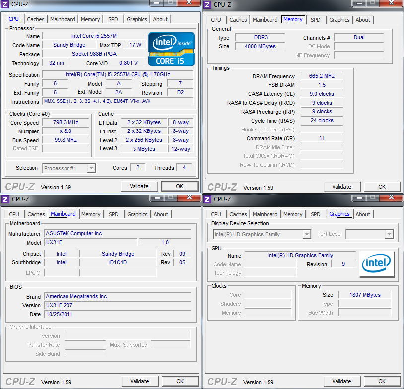 cpuz Review : Asus Zenbook UX31E