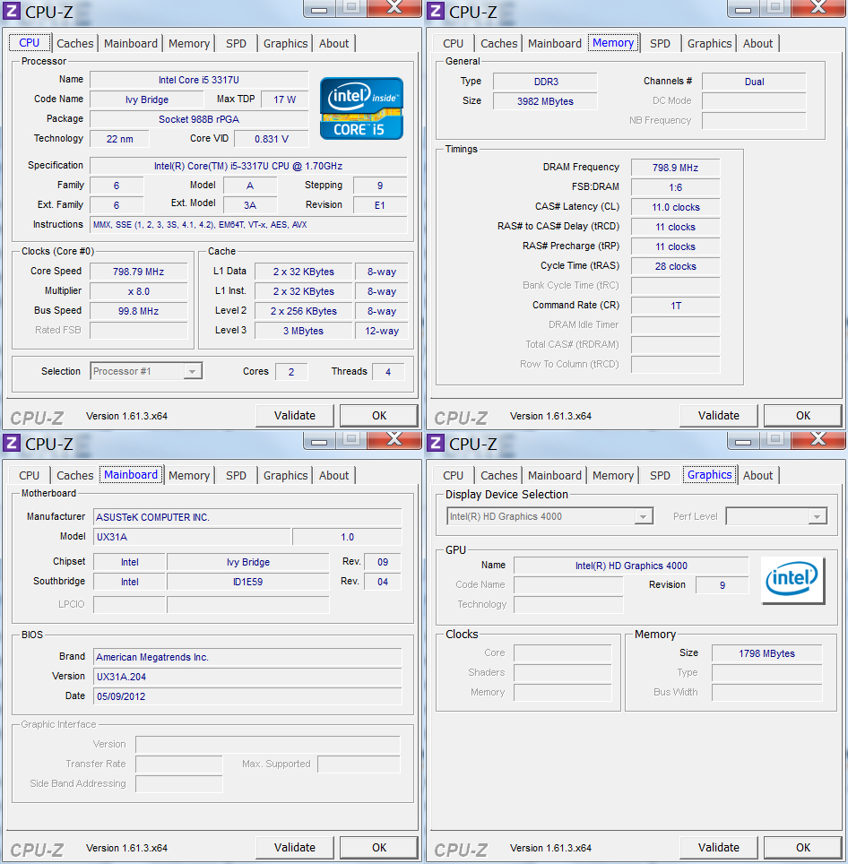 cpuz Review : Asus Zenbook Prime UX31a
