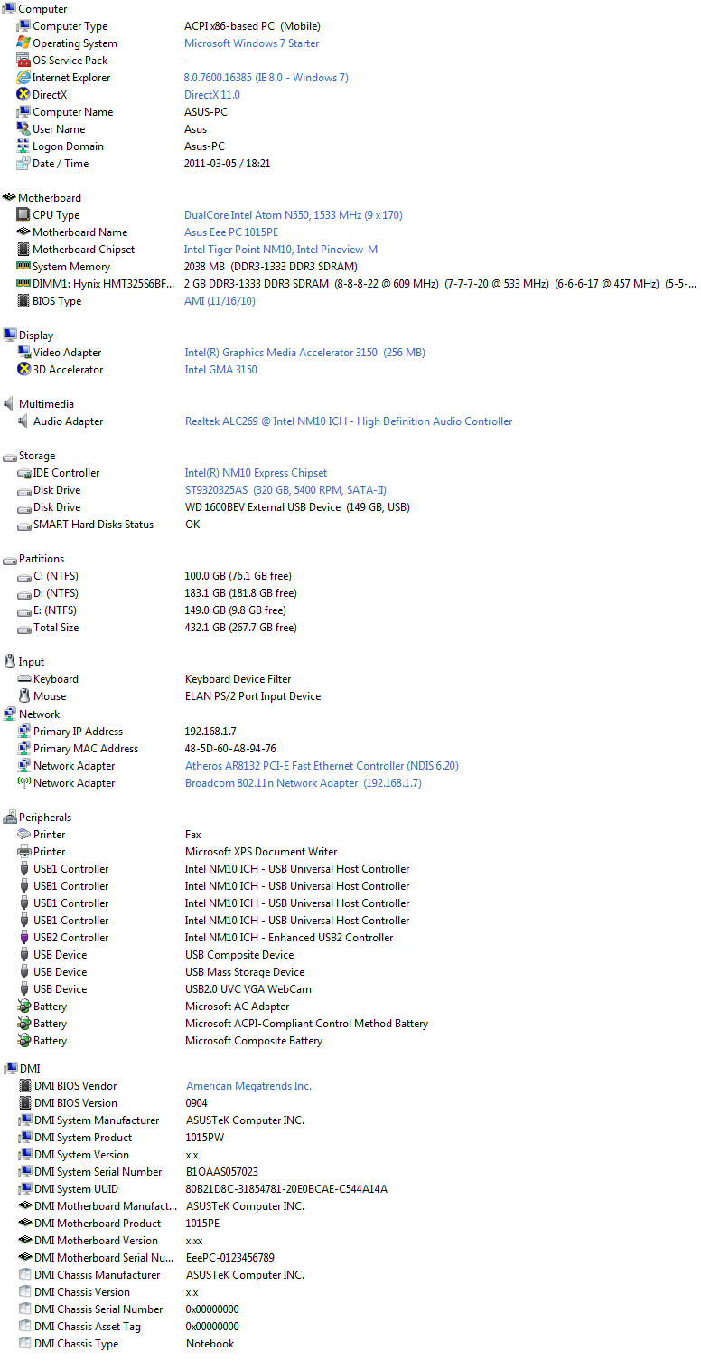 evin Review : Asus Eee PC 1015PW