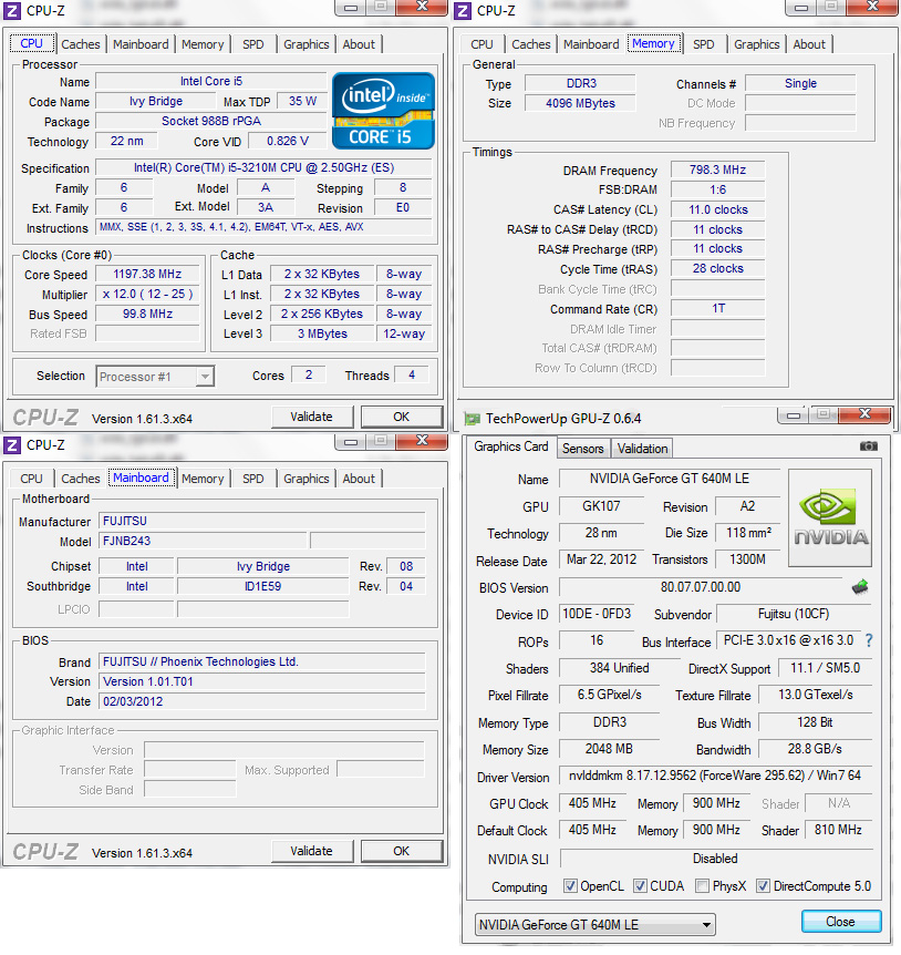 cpuz Review : Fujitsu Lifebook LH772