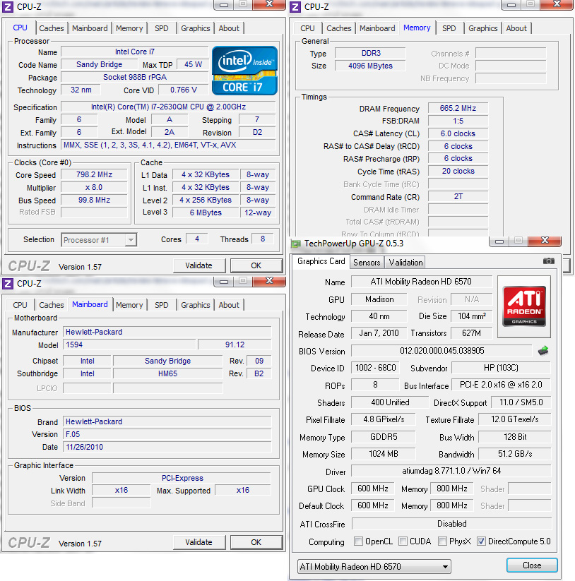 cpuz Review : HP Pavilion DV6