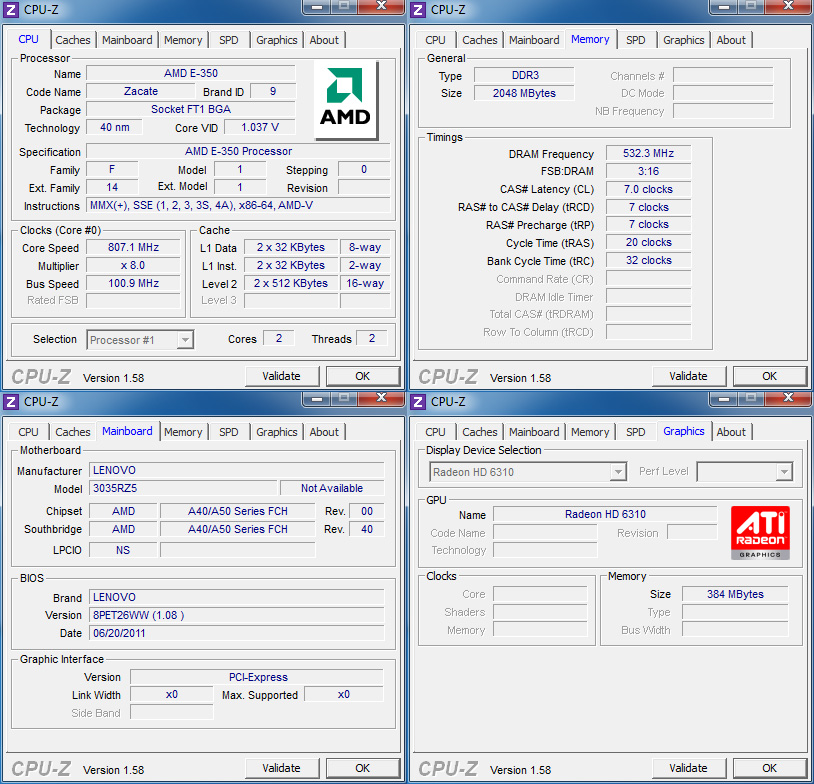 Review : Lenovo Thinkpad Edge E125 cpuz Review : Lenovo Thinkpad Edge E125