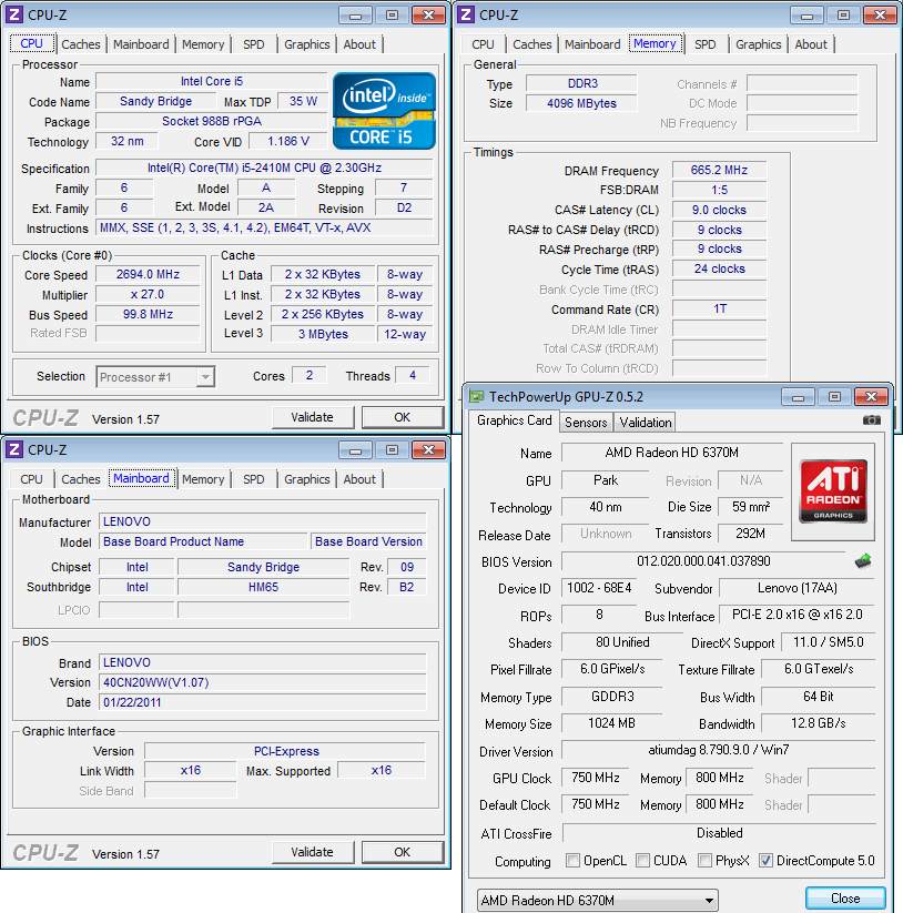 cpuz Review : Lenovo Ideapad G470