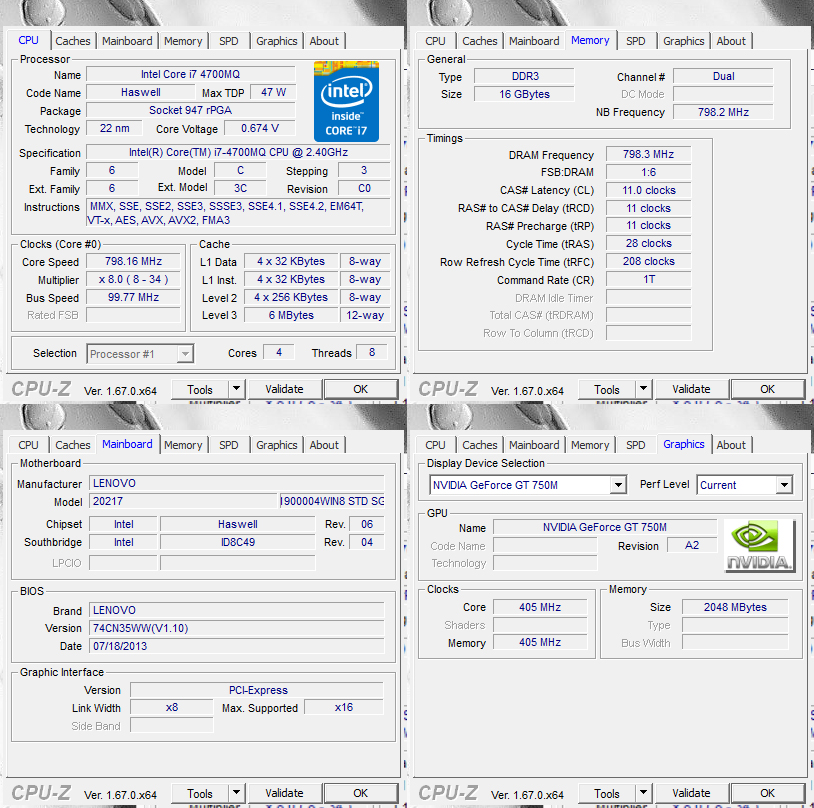 cpuz Review : Lenovo Y510p พร้อม 4th gen Core i7 และ NVIDIA GT750m
