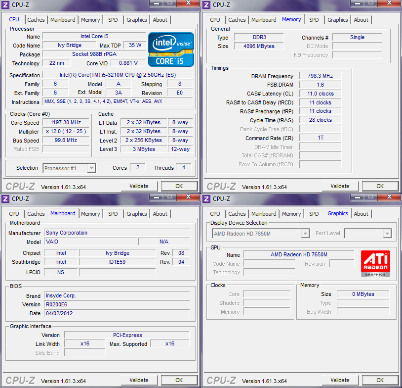 cpuz Review : Sony VAIO E (SVE15117FHW)