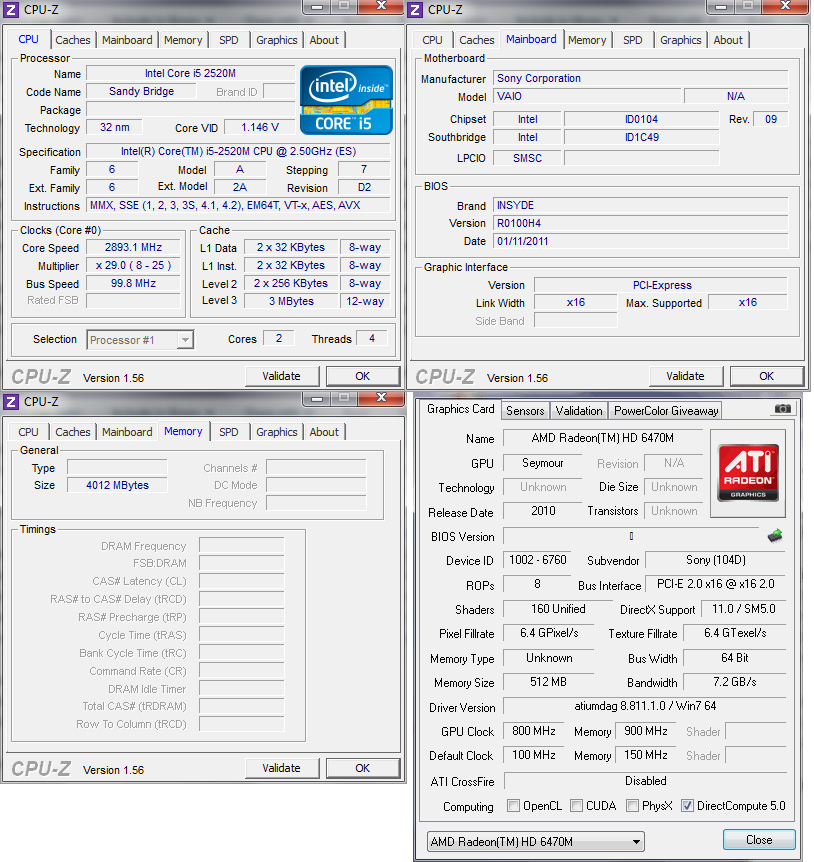cpuz Review : Sony VAIO SB Ultra portable 13.3 Notebook