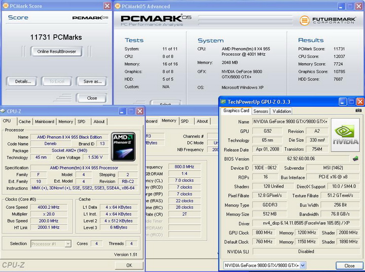 pcmark05 Phenom II955 VS  DFI DK 790 FXB M3H5 