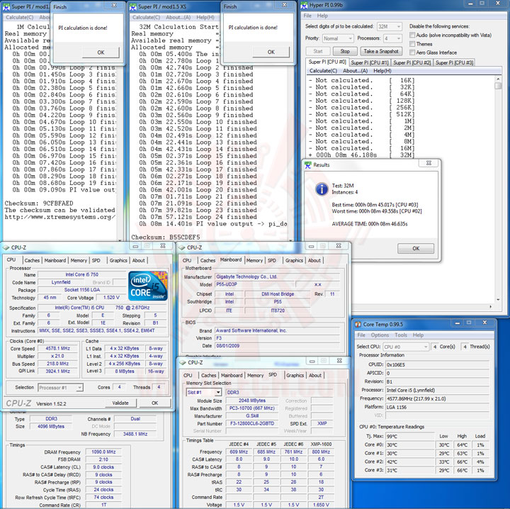 pialll 218 resize Intel Core i5 750 GIGABYTE P55 UD3P overclocking test