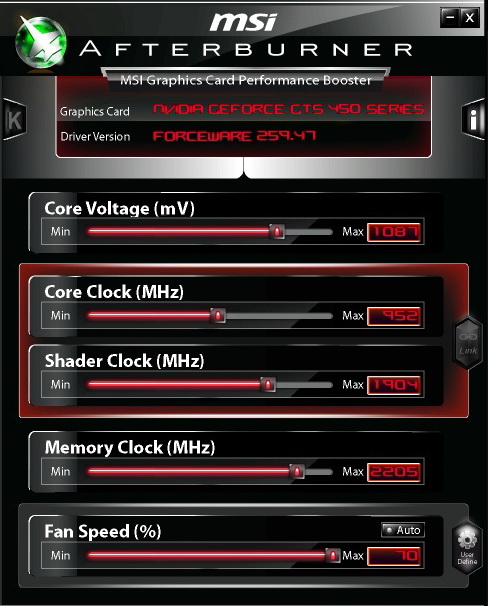 afterbuner overvoltage 1 EVGA GeForce GTS 450 1024GB GDDR5 Review