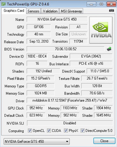 cpuz overvoltage EVGA GeForce GTS 450 1024GB GDDR5 Review