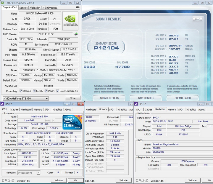 vantage oc 1 EVGA GeForce GTS 450 1024GB GDDR5 Review