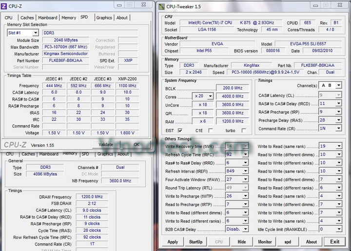 cpu tweaker 1 KINGMAX HERCULES DDR3 EP2 @ 2,400 MHz