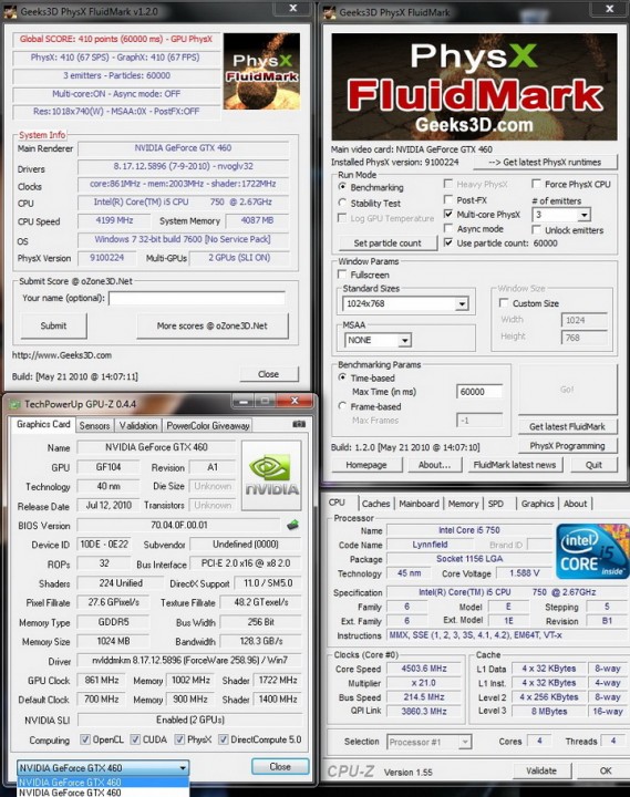 fluidmark 12 story 569x720 Palit Geforce GTX460 1024MB SLI Overclock Test