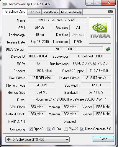 gpuz1 REVIEW:PALIT GeForce GTS 450 Low Profile 1GB GDDR5