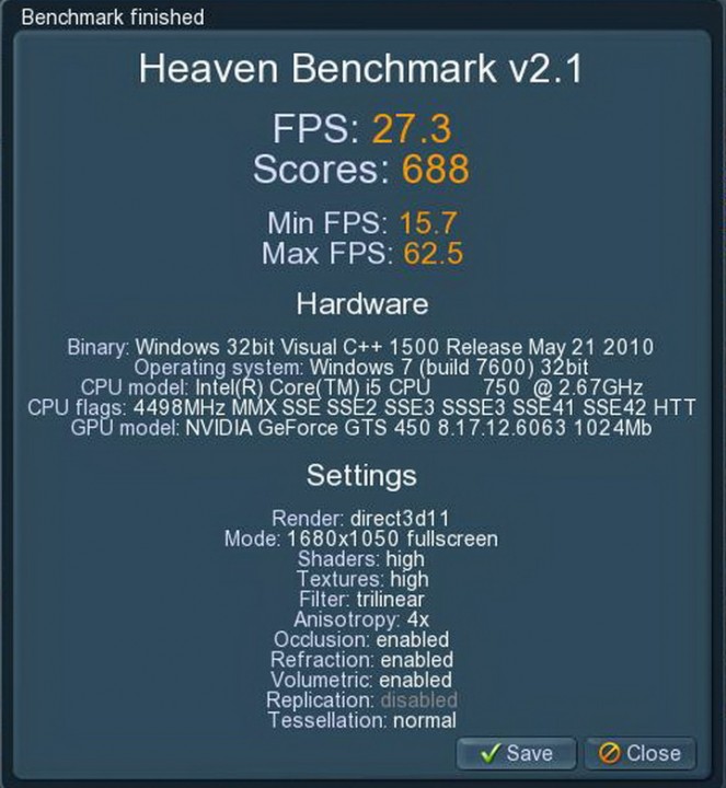 heaven min 1 663x720 REVIEW:PALIT GeForce GTS 450 Low Profile 1GB GDDR5
