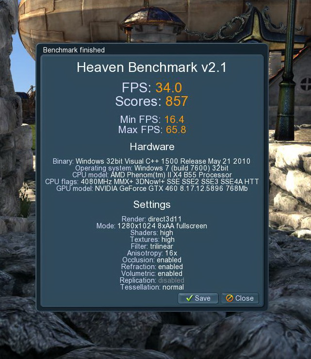 unigine 2009 05 12 00 36 50 70 GALAXY Geforce GTX460 GC 768MB Review