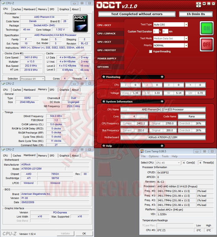 occt def vcore AMD Athlon II X3 425 Unlocks Core & L3 Cache Review