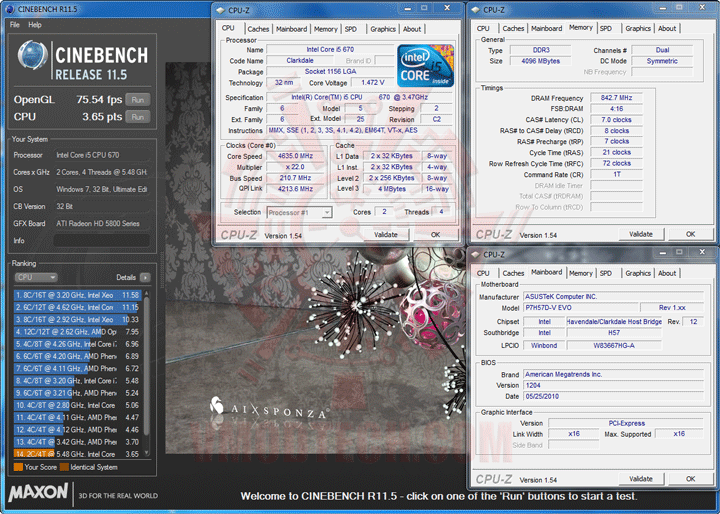 cine115 ASUS P7H57D V EVO Motherboard Review