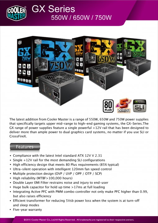 spec 1 509x720 Cooler Master GX Series 750W
