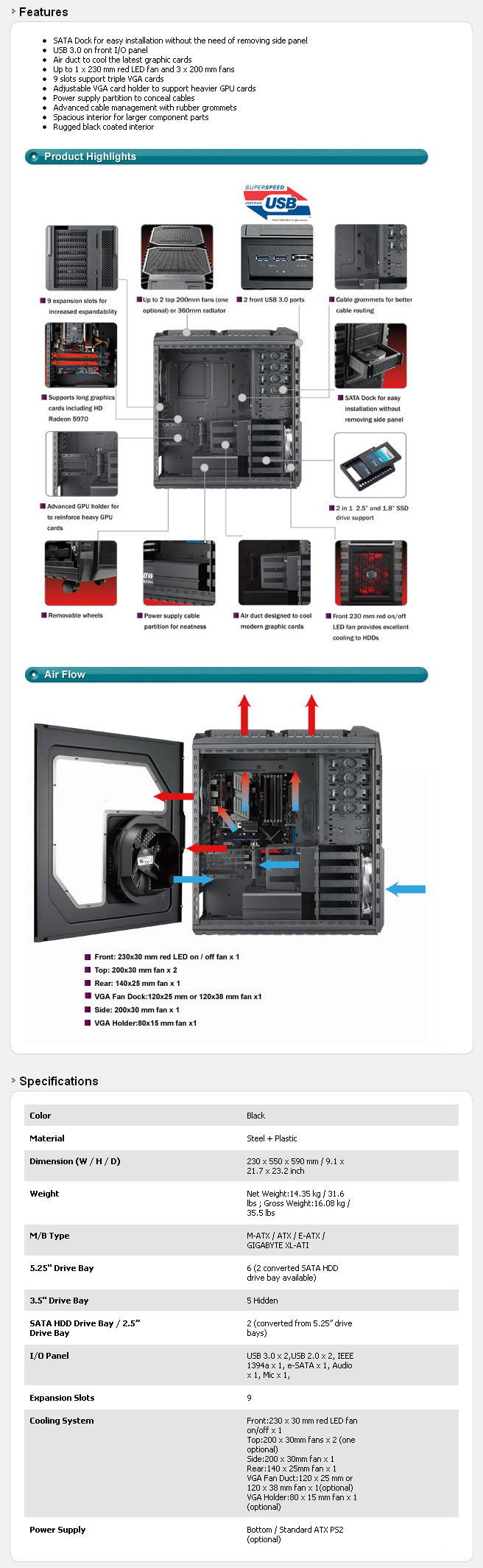 hafxspec hafxspec COOLER MASTER HAF X Chassis Review