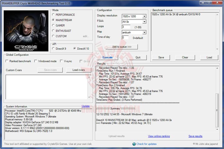 warheadoc EVGA GeForce GT240 512MB DDR5 Review