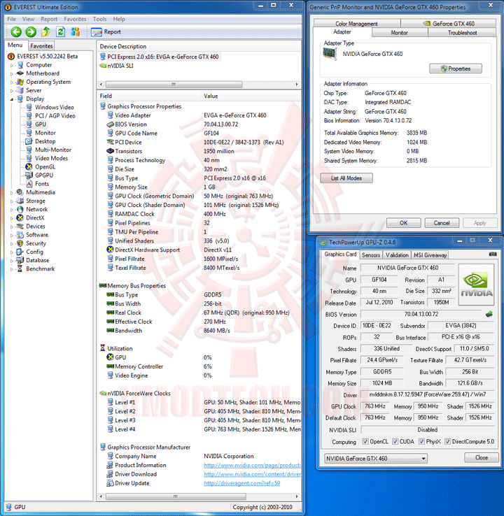 evga460scinfo EVGA GeForce GTX 460 SuperClocked 1024MB GDDR5 Review