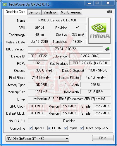 gz df EVGA GeForce GTX 460 SuperClocked 1024MB GDDR5 Review