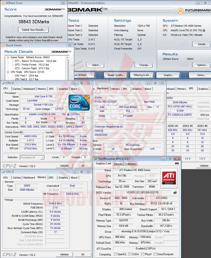 3dmark05 EVGA P55 FTW : REVIEW