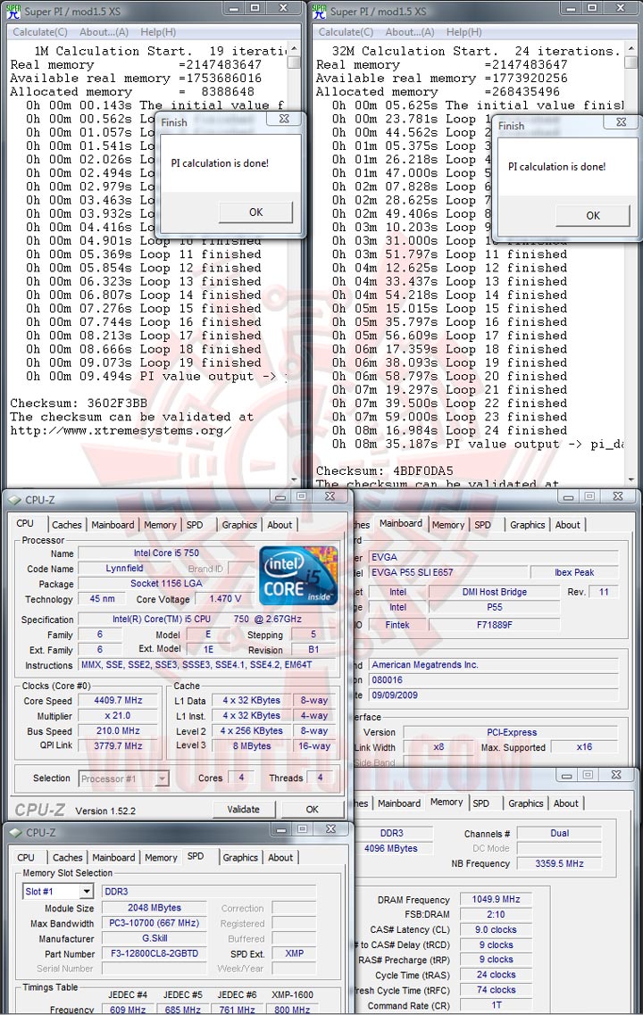 pi1 32 4400 210 EVGA P55 FTW : REVIEW