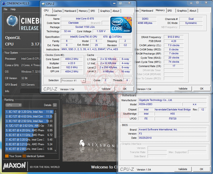 cine11 GIGABYTE GA H55N USB3 Mini ITX Motherboard Review