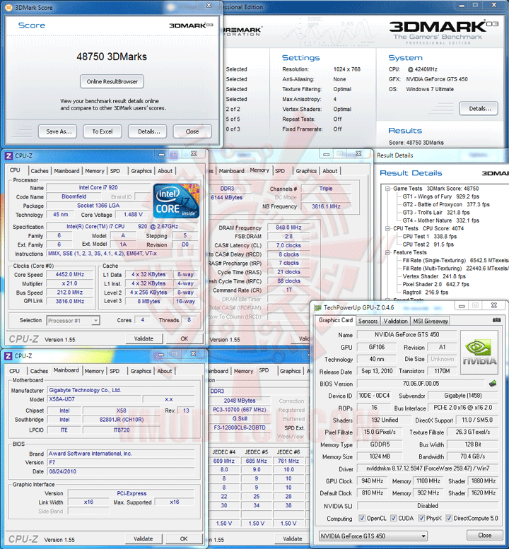 03 oc GIGABYTE NVIDIA GeForce GTS 450 1024MB GDDR5 Review