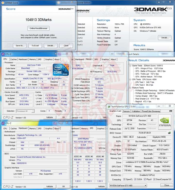 03 df GIGABYTE NVIDIA GeForce GTX 460 1024MB DDR5 SLI Review