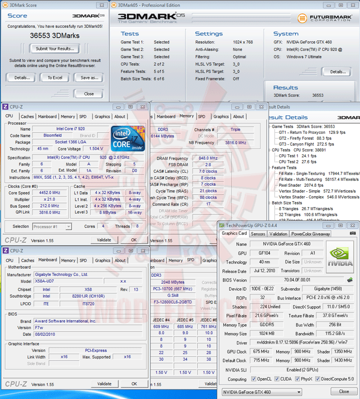 05 a GIGABYTE NVIDIA GeForce GTX 460 1024MB DDR5 SLI Review