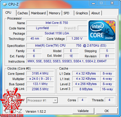 cpuz750 1 Intel Core i7 870 & Intel Core i5 750 LGA1156 : First review