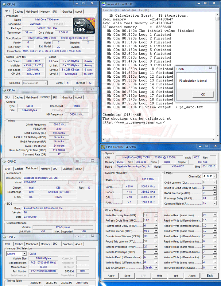 5000 1m Intel® Core™ i7 980X Extreme Edition Gulftown OC Report