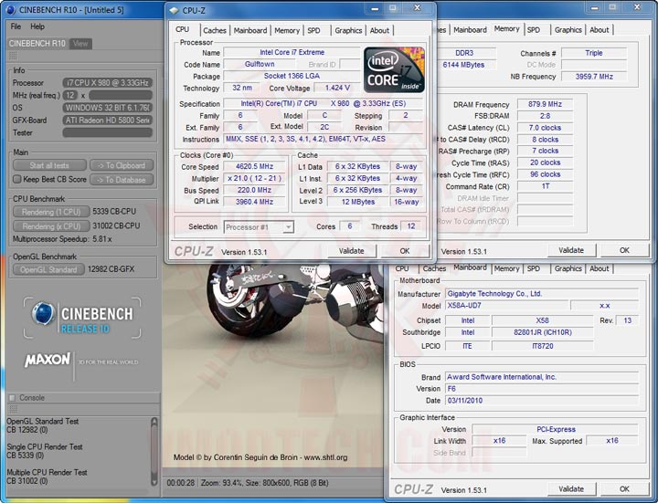 cb10 Intel® Core™ i7 980X Extreme Edition Gulftown OC Report