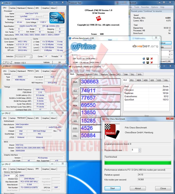 v 212 Intel DP55KG EXTREME BOARD : Overclock Results