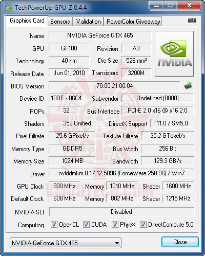cpuz oc MANLI GeForce GTX 465 1024MB DDR5 Review
