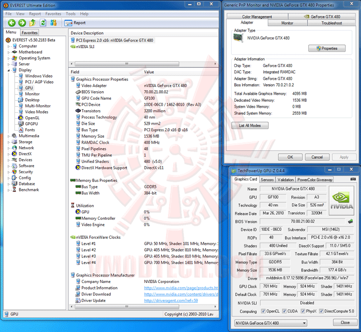 480info MSI N480GTX M2D15 GeForce GTX 480 1536MB DDR5 Review