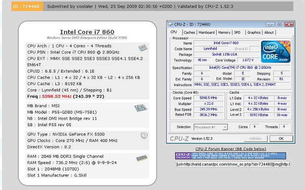 2 MSI P55 GD80 sets a new world record of over 5.3 GHz