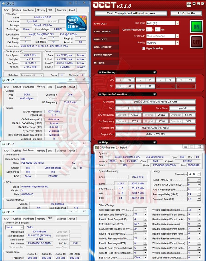occt 4357 MSI P55 GD85 : Review