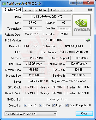 gpuz NVIDIA GTX 470 SLI Review