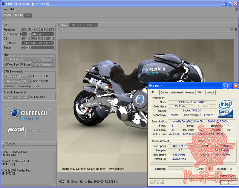 cinebench R10 GIGABYTE EP45 UD3R :  Easily to Play with FSB.